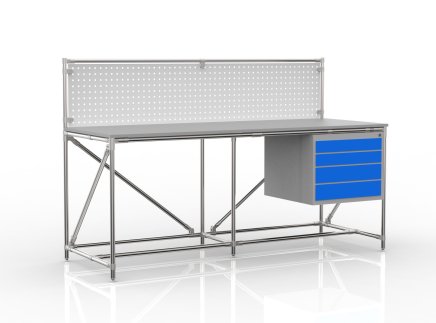 Dílenský stůl s perfopanelem šíře 2000 mm, 240408310 - 4
