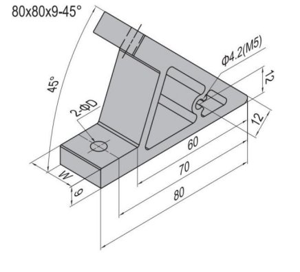 Úhelník 45°, 80x80x9 mm