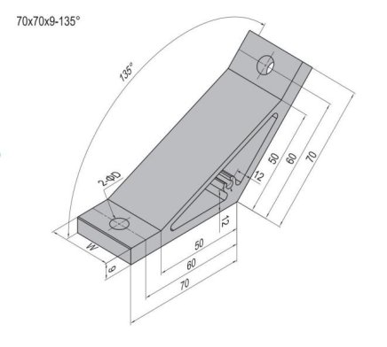 Úhelník 135°, 70x70x9 mm